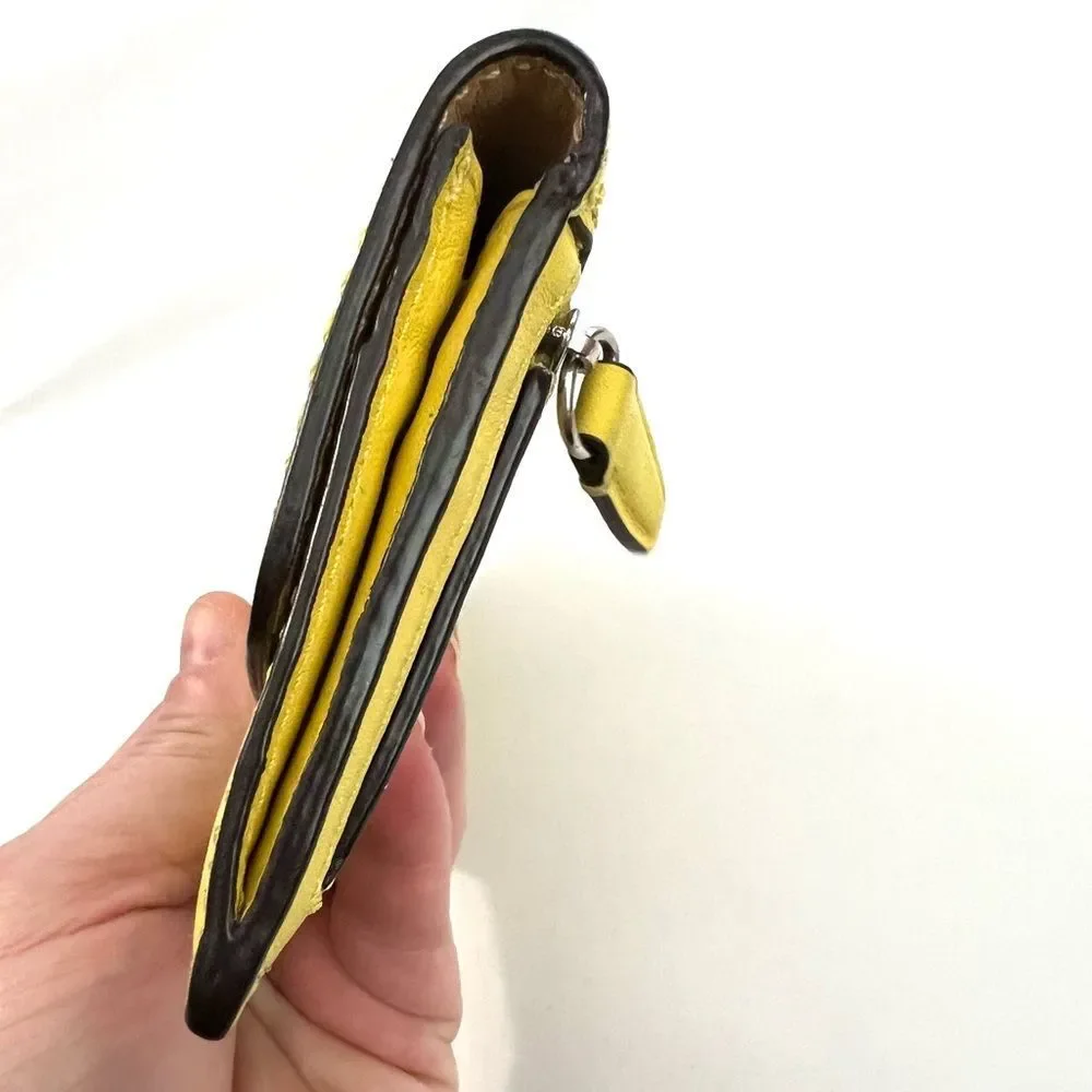 Coach Chartreuse Leather Long Slim Wallet with Silver Logo